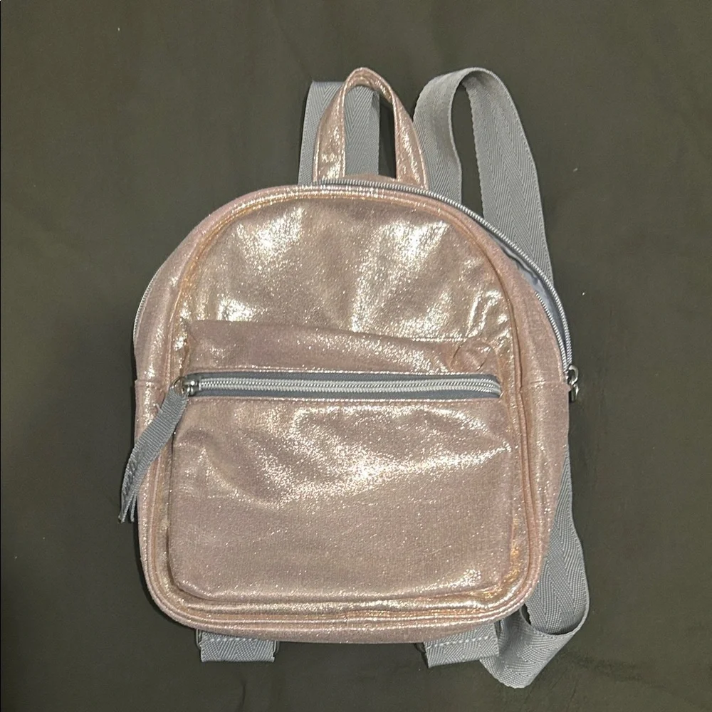 Justice Glittery Rose Gold Backpack mini back pack purse